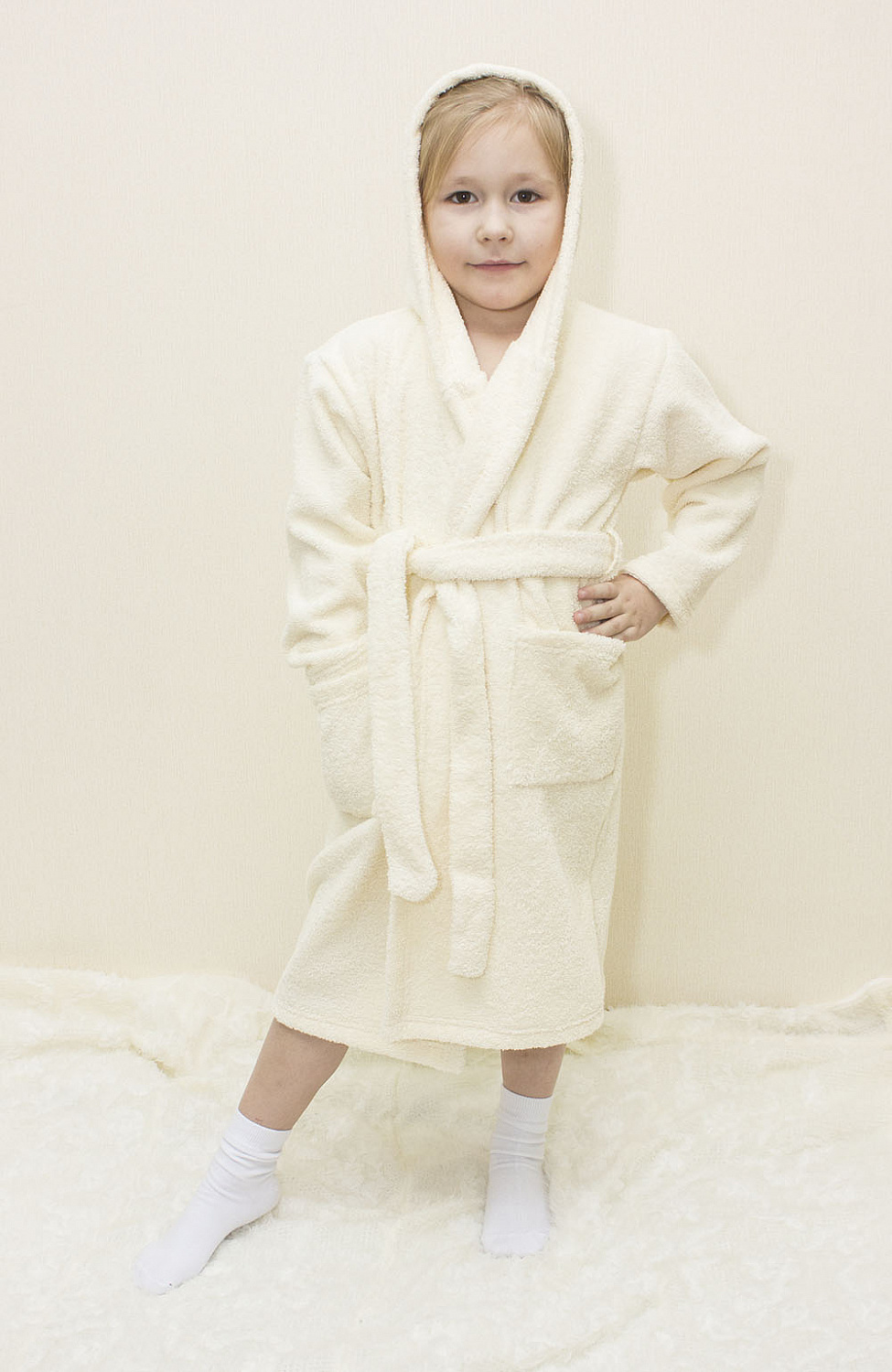 модная детская одежда 826-04 халат с капюшоном махровый детский