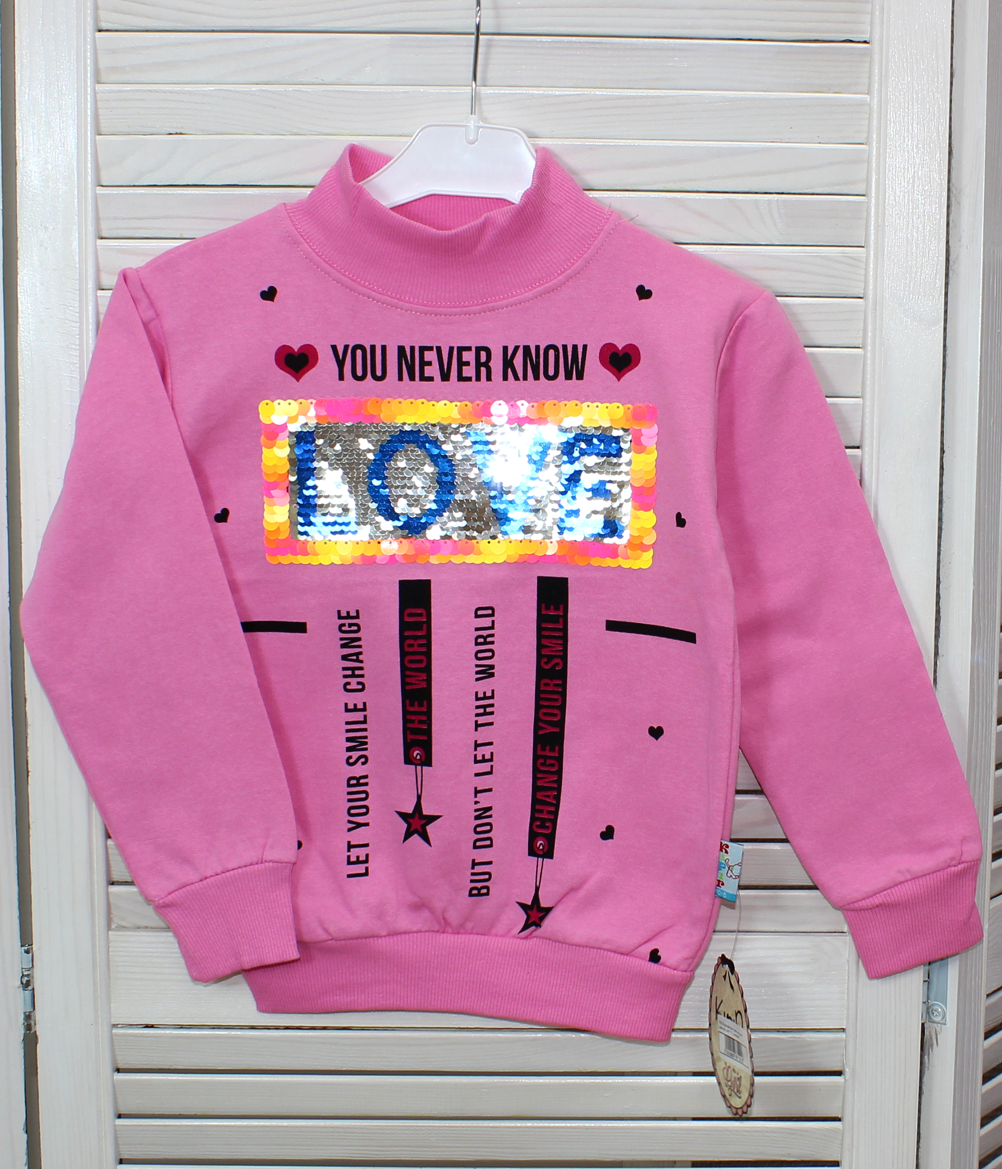 модная детская одежда 1505 водолазка для девочки(начес)