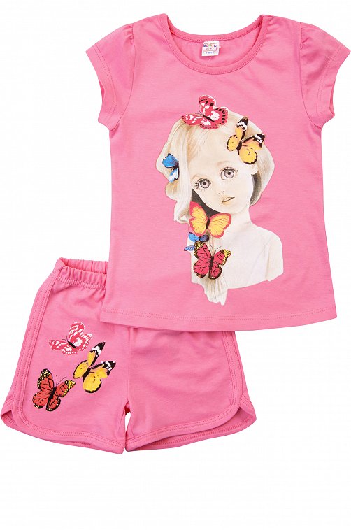 модная детская одежда 005 комплект для девочки (футболка шорты)