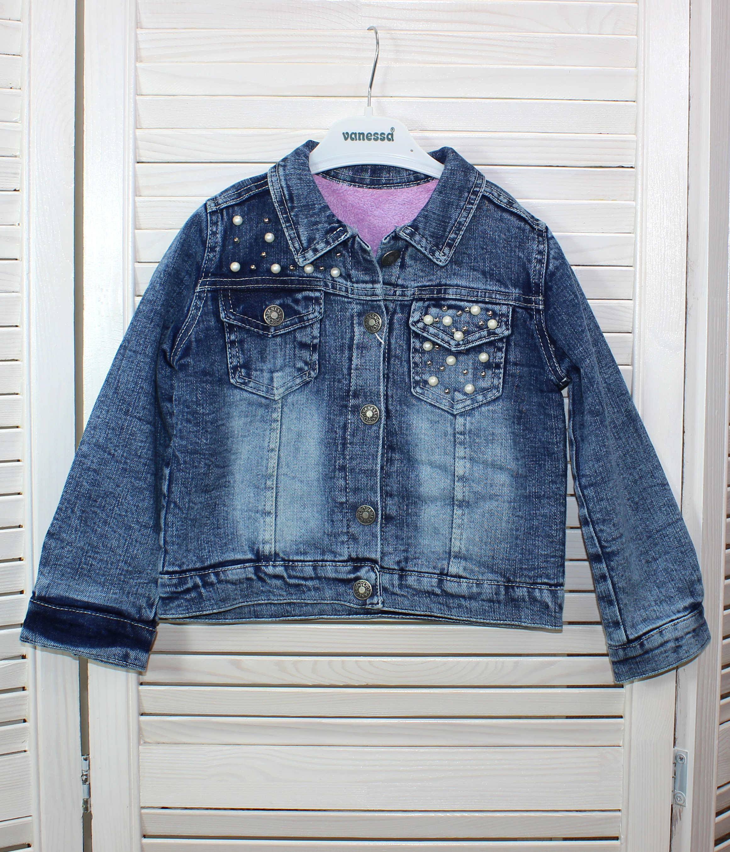 46128 Куртка джинсовая для девочки утепленная