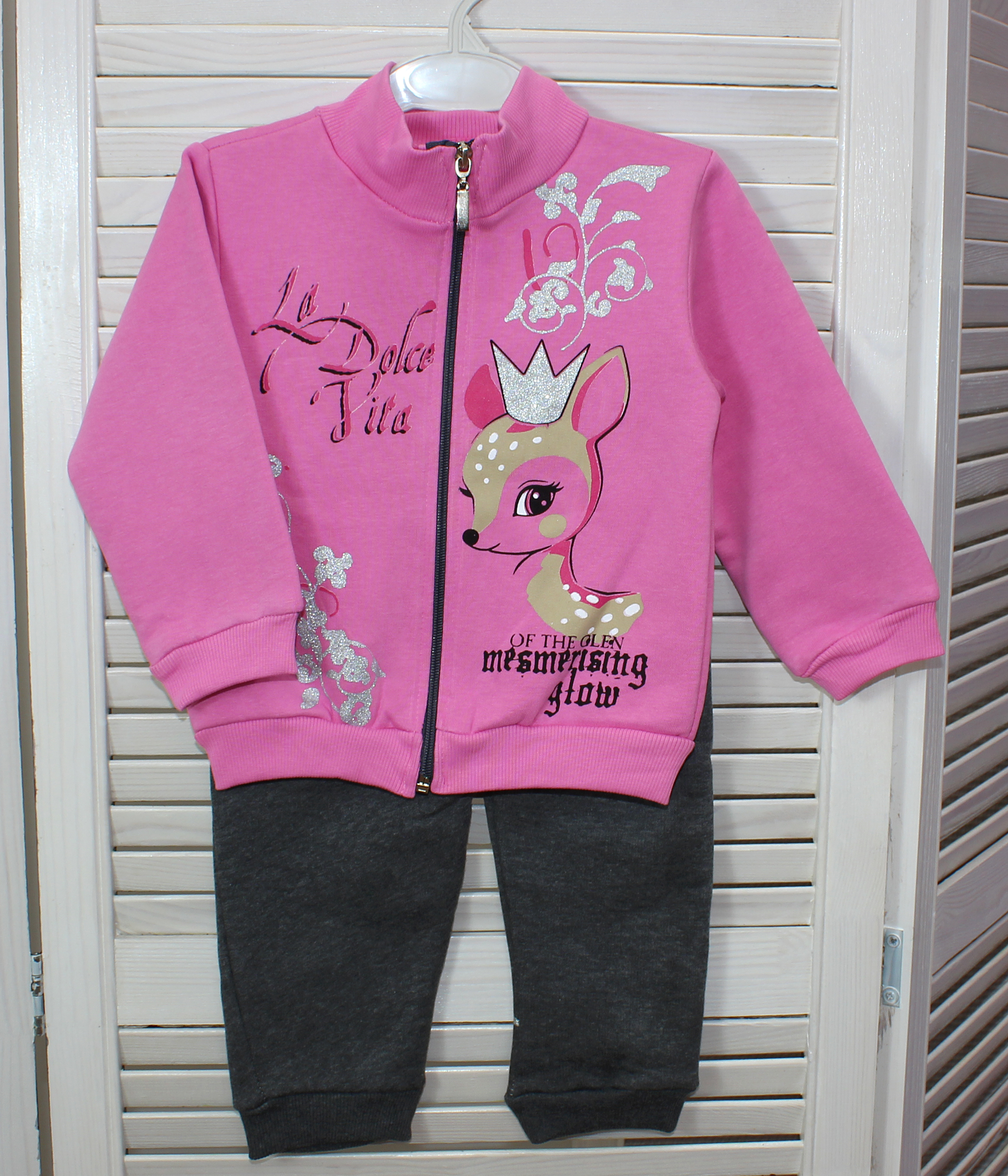 модная детская одежда 7128 костюм для девочки(начес)