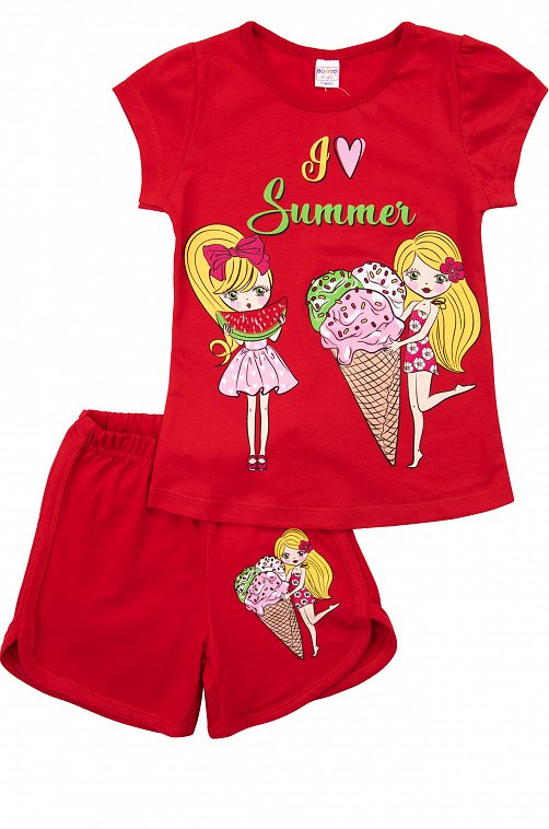 модная детская одежда 005 комплект для девочки (футболка шорты)