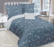 качественный кпб 1,5 сп. поплин, созвездия полукороб