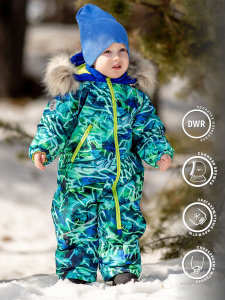 411-24з Комбинезон для мальчика "МАЛИК" (рост 80, мрамор/синий)