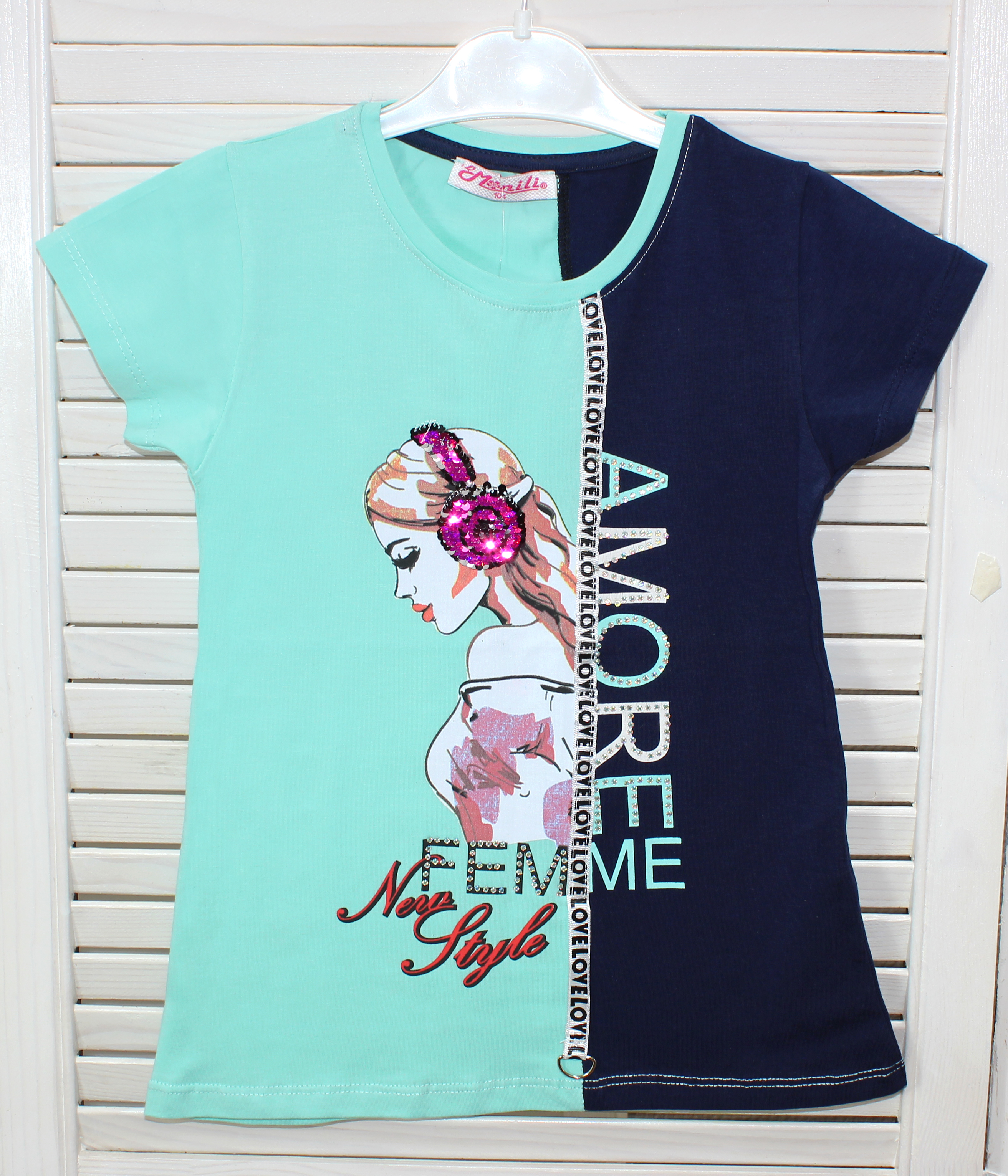 модная детская одежда 7138 футболка для девочки