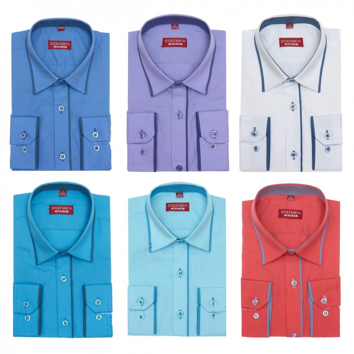 модная детская одежда 105 сорочка ctatmen длинный рукав(приталенная) статмен