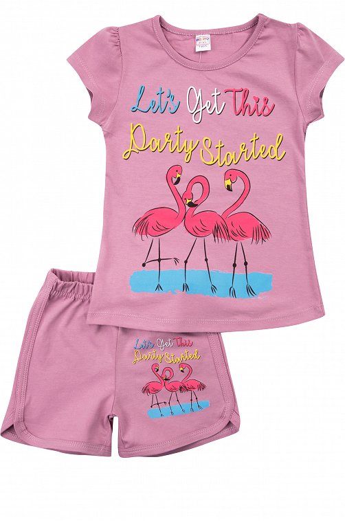 модная детская одежда 005 комплект для девочки (футболка шорты)