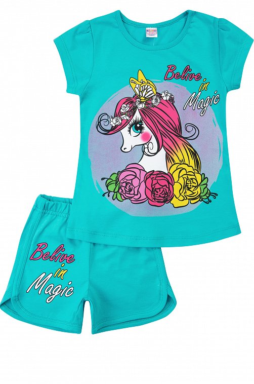 модная детская одежда 005 комплект для девочки (футболка шорты)