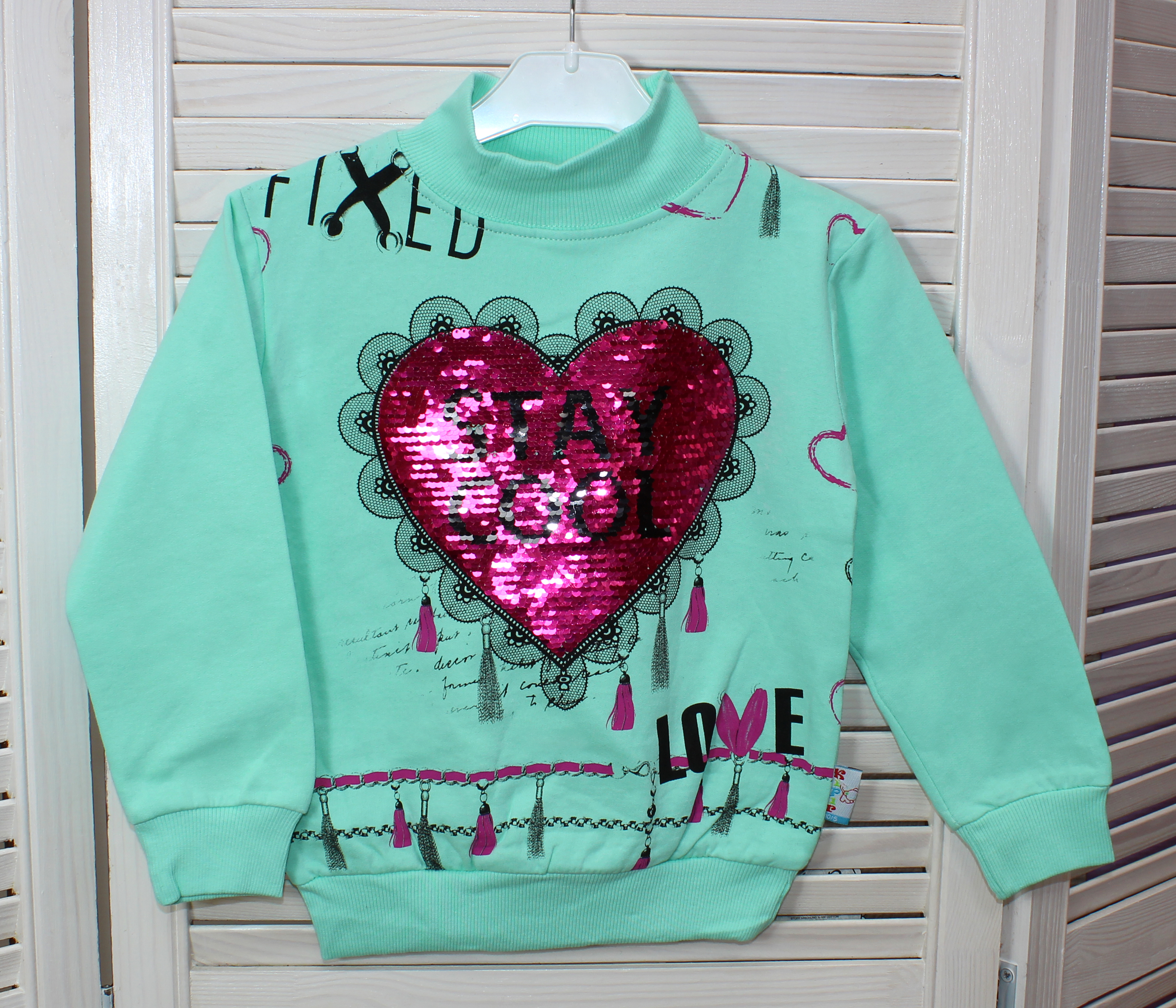 модная детская одежда 1503 водолазка для девочки(начес)