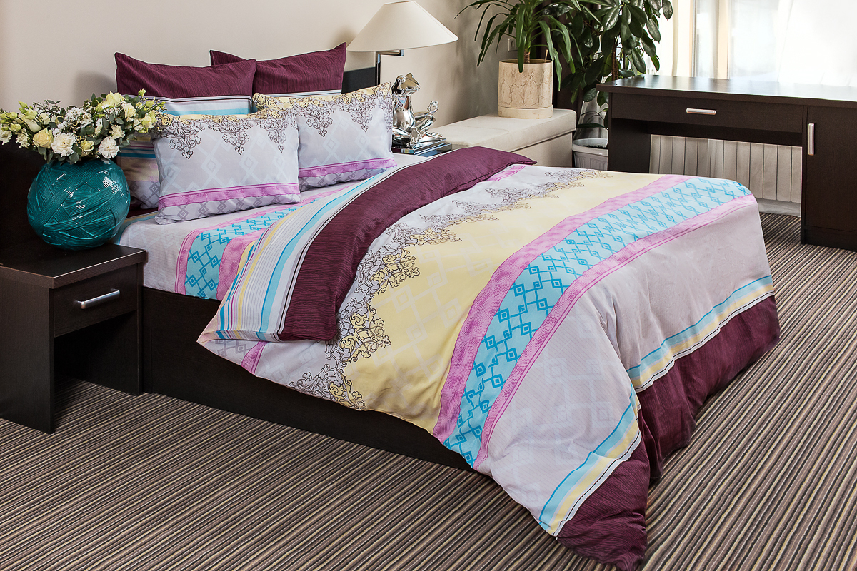 качественный кпб поплин 2 сп с европростыней ночь нежна