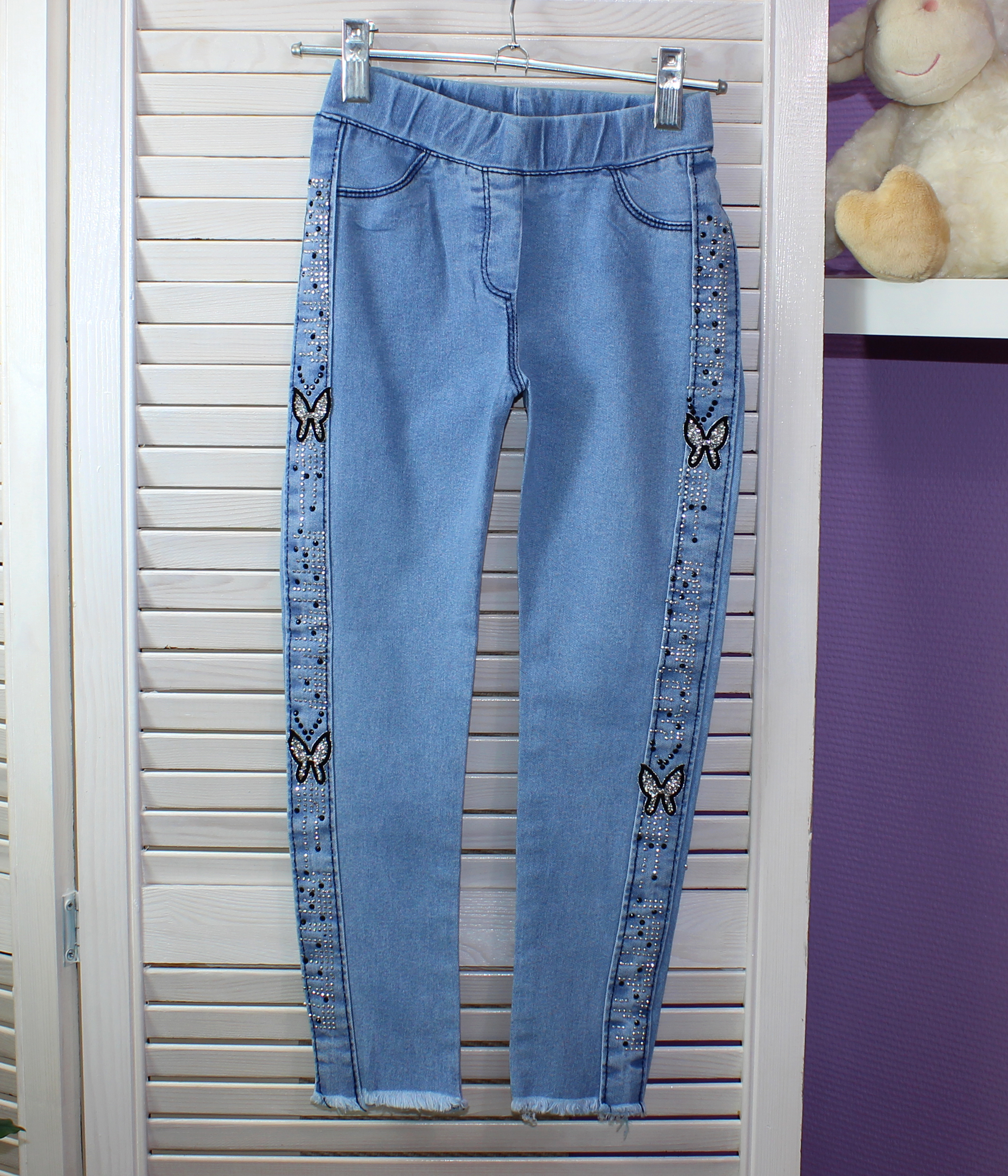 6394 Джинсы для девочки на резинке