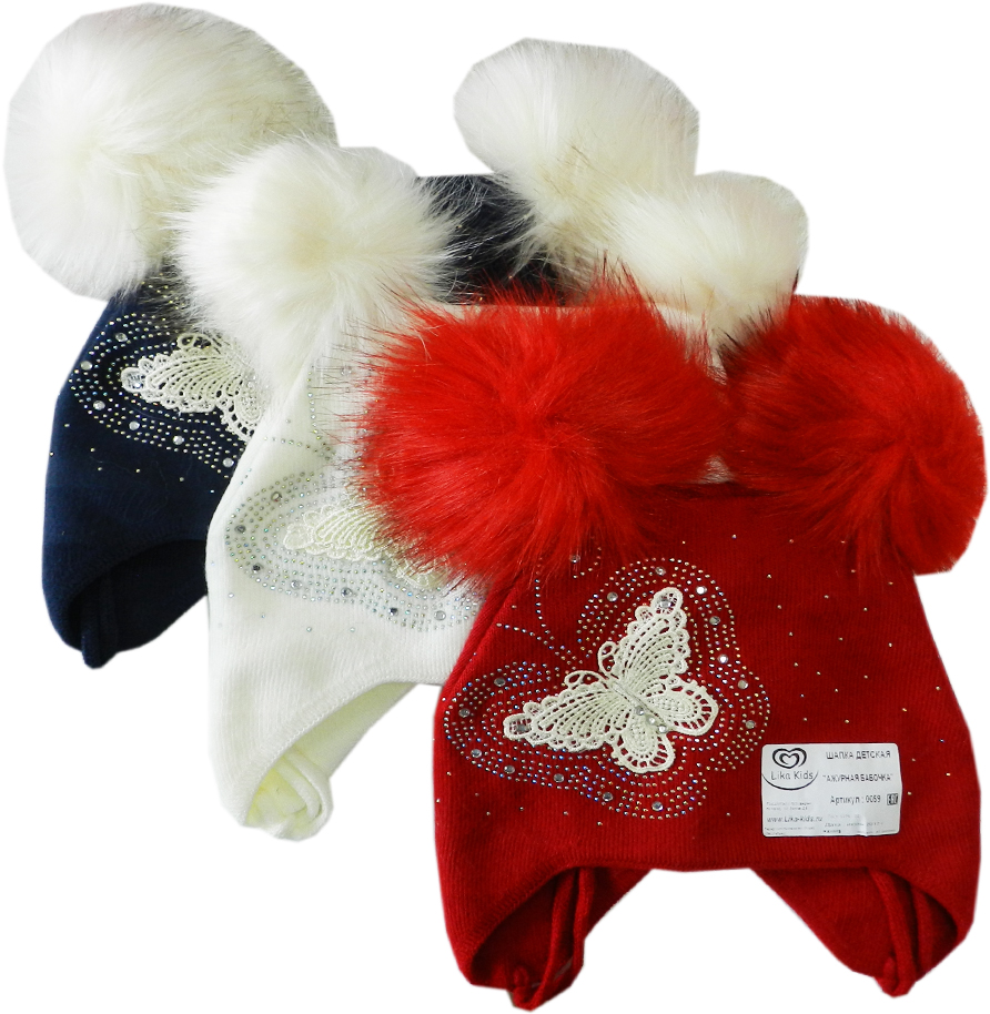 0092 Ажурная бабочка синт. шапка детская