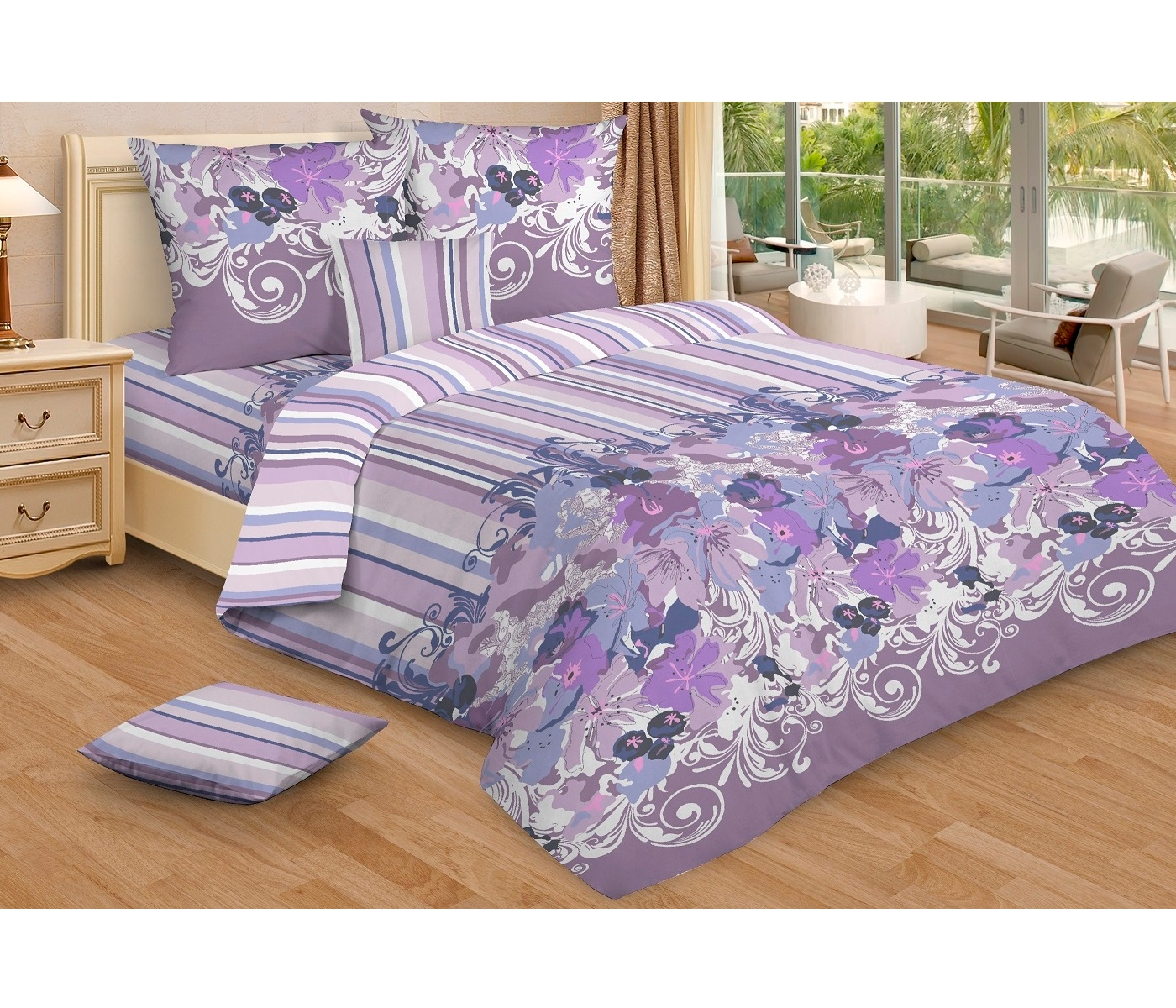 качественный кпб бязь 2 сп с европростыней ночь нежна